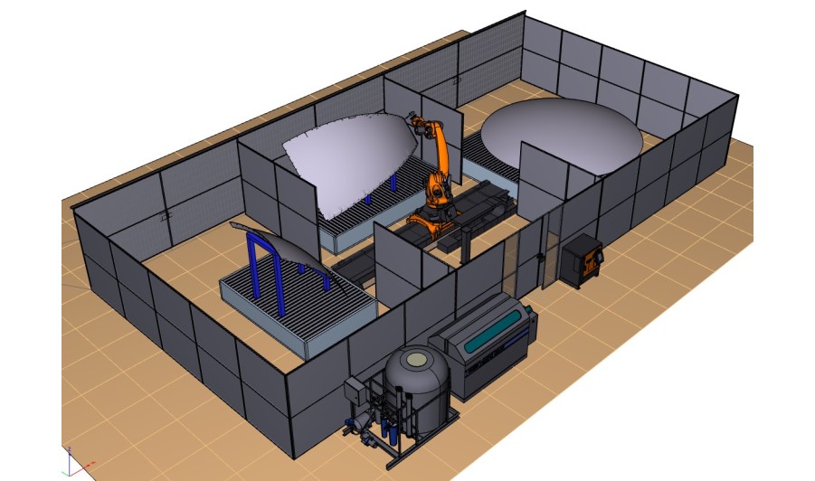 Робото-технологический комплекс (РТК) гидроабразивной резки композитных материалов